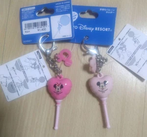 2sets New! Japan Tokyo Disney Resort Mickey Balloon Holder Keychain Light Pink - Picture 1 of 4