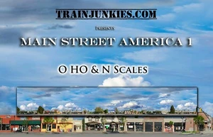 TrainJunkies Main Street America 1 Model Railroad Backdrop - Picture 1 of 6