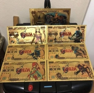 24k Gold Foil Plated The Legend Of Zelda Banknote Set Collectible - Picture 1 of 8