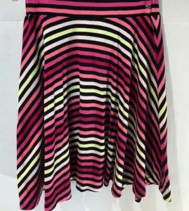 RYKIEL ENFANT MULTI COLOR STRIPE ELASTIC WAIST COTTON SKIRT RHINESTONE LOGO S 14 - Picture 1 of 2