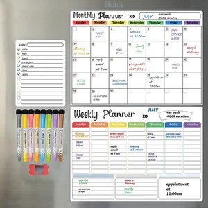 Magnetic Dry Erase Calendar Whiteboard Set (3-Pack) for Refrigerator, Wall, and - Picture 1 of 12
