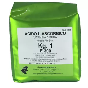 ACIDO ASCORBICO KG. 1 E300 (BUSTA) - PURO 100% - NO OGM - VITAMINA C - Foto 1 di 1