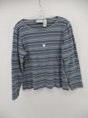 Camisa de mezclilla Liz Claiborne Lizwear grande manga larga cuello redondo a rayas - defectuosa Foto 1 de 4