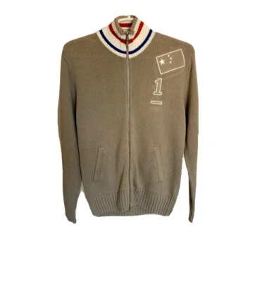 Shanghai Tang Men Linen Cotton Blend Knit Cardigan Sweater Jacket Beige M - Image 1 of 4