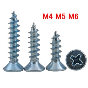 Tornillos para madera autorroscantes de cabeza plana Phillips M4 M5 M6 azul galvanizado - Imagen 1 de 5