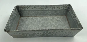 Graniteware Small  Baking Pan Speckled Gray Primitive Enamelware Rectangle - Picture 1 of 8
