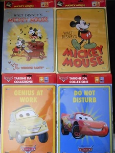 Lotto 4 Targhe in metallo License Plates Metal Micky Mouse Cars Disney 35x25 cm - Imagen 1 de 1