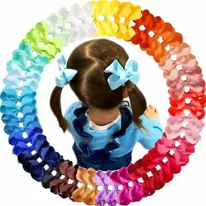 50 Pcs Baby Girls Toddler Hair Bows with Alligator Clip Grosgrain Barrettes - Picture 1 of 8