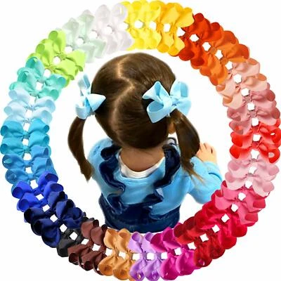 50 Pcs Baby Girls Toddler Hair Bows with Alligator Clip Grosgrain Barrettes - Image 1 of 4
