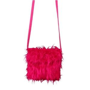 Plüschtasche pink Hippie Felltasche Umhängetasche Tasche 90er Jahre Mottoparty - Bild 1 von 1