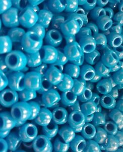 Neon Blue Opaque Pony Beads Loose Barrel Shaped Plastic 9mm 50 100 250 500 1000