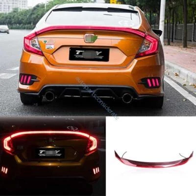 For Honda Civic 10Th Sedan 2016-2021 Center Spoiler Lamps Tail lights W/light — 第 1/4 张图片