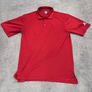 Russell Shirt Mens Medium Red Polo Short Sleeve Athletic Collared Fitness Golf