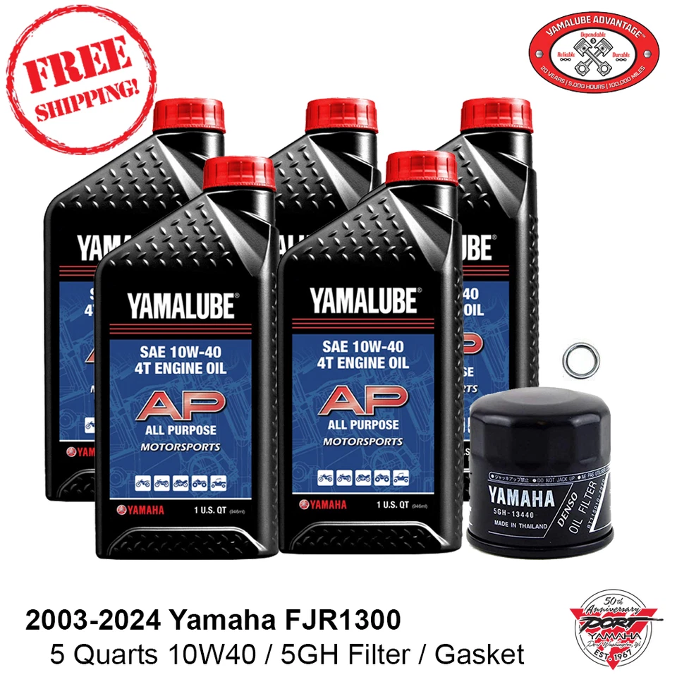 OEM 2003-2024 Yamaha FJR 1300 FJR1300A/AS/AE/ES Oil Change Kit 10W40 Mineral Oil Foto 1 de 1