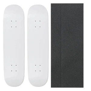2 Blank Skateboard Decks - 8 in - Dip White w/Jessup Grip - Picture 1 of 5