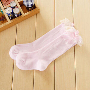 Girl Socks with Lace Warm Cotton Princess Style Knee Long Socks Kids Toddler