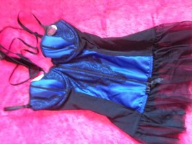 ANN SUMMERS  UNDERWIRED BLUE/BLK LONGLINE BASQUE SUSPENDER INDULGENCE  12 NWT