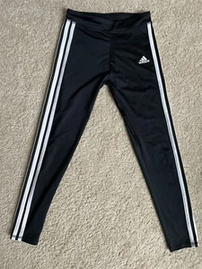 Girls Adidas Black Athletic Leggings 10/12 - Picture 1 of 5