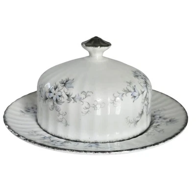 Vintage Paragon Covered Butter Dish Round Fluted Brides Choice Floral 1988-1990  - Image 1 of 4