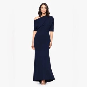 Betsy Adam Damen 6 Madeline langes Maxi Scuba Krepp Schulterfrei Drop Kleid - Bild 1 von 11