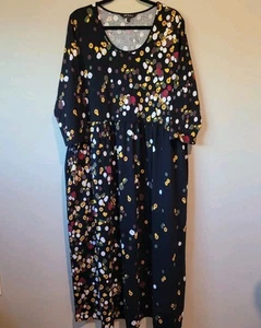 Ulla Popken Size 20/22 Black Cotton Dot Shift Dress Art To Wear Pockets Casual - Picture 1 of 10