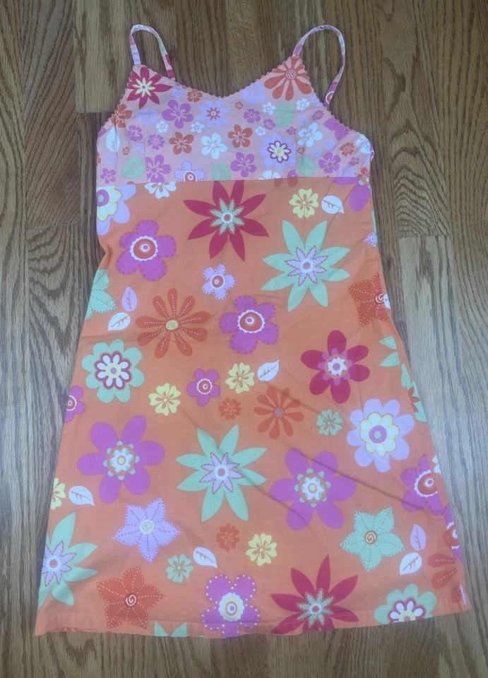 Vintage Xhilaration Girls Hawaiian DressSize 6/6x Orange Floral  Y2K New - Image 1 of 4