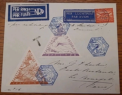 09 - Brief Raketenpost Raketenflug Luftpost 1935 Niederlande NRB RV2 - Bild 1 von 4