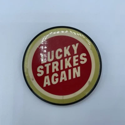 Vintage Lucky Strikes Again Cigarette Tobacco Advertising Pinback Button Pin 2.5 - Image 1 of 3