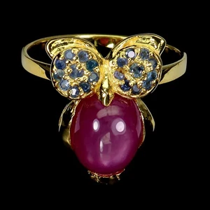 925 Sterling Silver Ring Oval Ruby 10x8mm Sapphire Gemstone Jewelry Size 8 - Picture 1 of 13