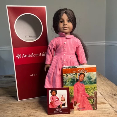 Muñeca American Girl Addy Walker, traje de encuentro, libro, caja, accesorios, como nueva Foto 1 de 4