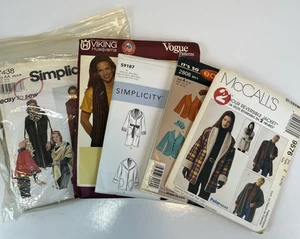 Sewing Patterns Women's Outerwear Jackets Vest Cape Lot of 5 McCalls Vogue Simpl - Picture 1 of 10