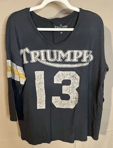 Camiseta para mujer TRIUMPH Lucky Brand gris de gran tamaño manga 3/4 cuello en V mediana - Imagen 1 de 5