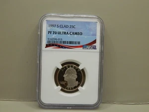 1997 S CLAD WASHINGTON QUARTER PROOF NGC PF70 ULTRA CAMEO FLAG LABEL - Picture 1 of 4