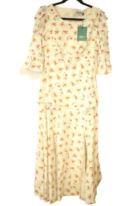 RIXO Women's Size XS Quinn Garden Midi Dress Ditsy Floral Half Sleeve Ivory NEW - Picture 1 of 12