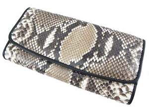 PELGIO Genuine Python Snake Skin Leather Women's Trifold Clutch Wallet Purse