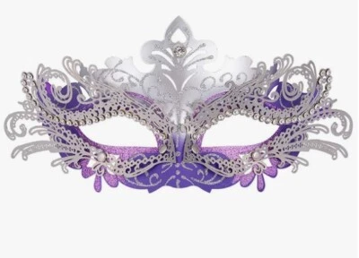 Mardi Gras Venetian Mask - Purple/Silver - Costume Accessory - One Size - Image 1 of 2