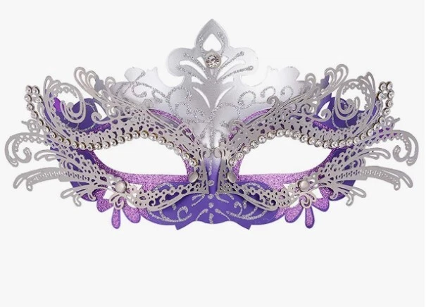 Mardi Gras Venetian Mask - Purple/Silver - Costume Accessory - One Size - Image 1 of 2