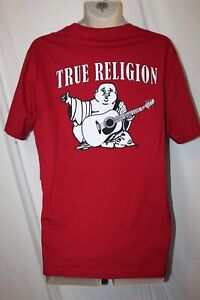 mens true religion t-shirt XL nwt guitar buddha logo red
