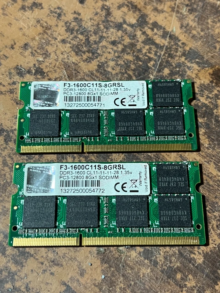 8GB G.Skill Ripjaws PC3-12800 1600mhz DDR3 SODIMM Laptop Ram F3-1600C11S-8GRSL - Image 1 of 1