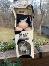 Vintage MARY'S MOO MOOS Holstein Milk Man Resin Plush in GOT Milk Carton Enesco