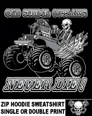 SUDADERA CON CAPUCHA Y CREMALLERA OFF ROAD MONSTER TRUCK 4X4 OLD SCHOOL MUSCLE HOTROD OUTLAW Foto 1 de 4