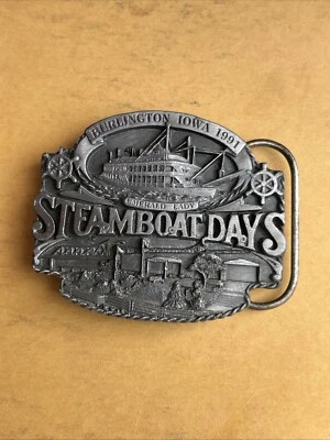 Steamboat Days Burlington Iowa Esmeralda Dama Festival de Música Hebilla de Cinturón de Colección Foto 1 de 2
