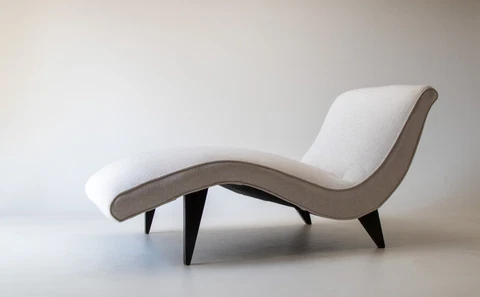 Rare 1950s Greta Grossman for Sherman Bertram Single Chaise with Ebonized Legs Cover