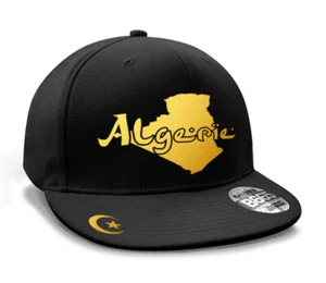 Casquette Hip Hop Algérie ""mini pays"" Noir et Or Métallisé - Imagen 1 de 1