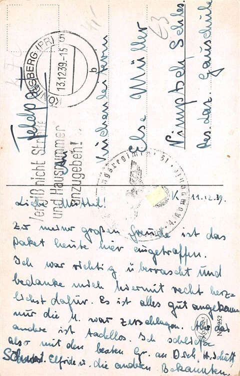 791050) DR Feldpostkarte 2. WK aus Königsberg Ostpreußen  - Bild 1 von 1