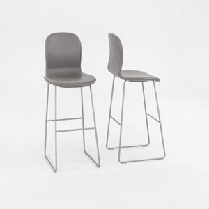 2015 Jasper Morrison for Cappellini Tate Bar Stools in Grey Leather 7x Available - Picture 1 of 12