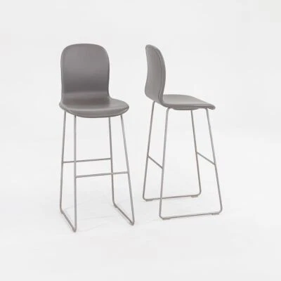 2015 Jasper Morrison for Cappellini Tate Bar Stools in Grey Leather 7x Available - Image 1 of 4
