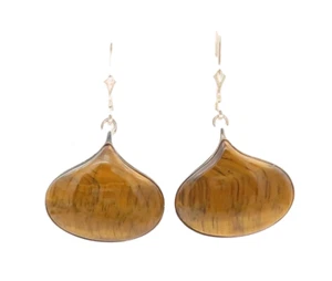 925 Sterling Silver Vintage Earrings WHITNEY KELLY Designer Tiger's Eye EG12978 - Picture 1 of 8