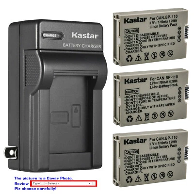 Kastar BP-110 Fully Decoded Battery AC Wall Charger for Canon VIXIA HF R21 HFR21