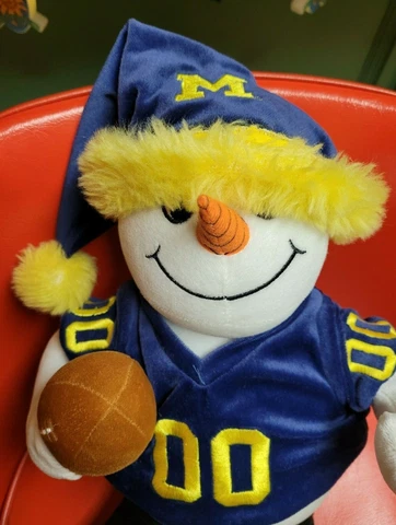 University Of Michigan Wolverines Plush Football Snowman Holiday XMAS Figure 14" Cover